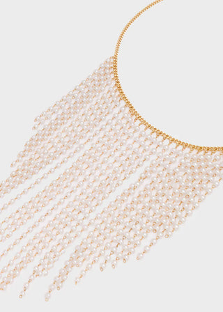 GOLD PEARL FRINGE CHOKER NECKLACE