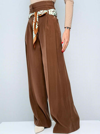 Pantalone vita alta doppio passante foulard - Kontatto