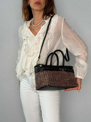 Sofia raffia and leather bag