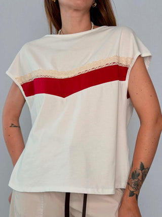 T-Shirt 56363 bianco rosso