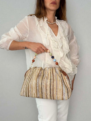 Multicolor raffia bag