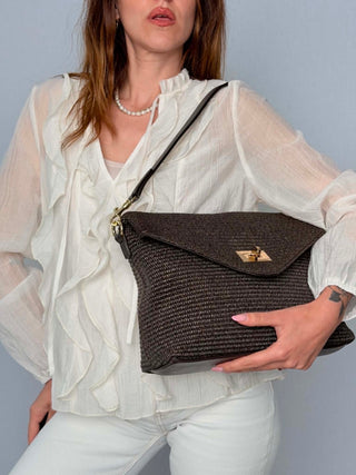 Patrizia raffia and leather bag
