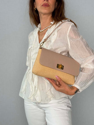 Janet raffia and leather bag