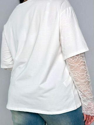 Susy Star lace sleeve t-shirt