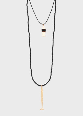 MULTI-STRAND AQUA NECKLACE WITH PENDANTS