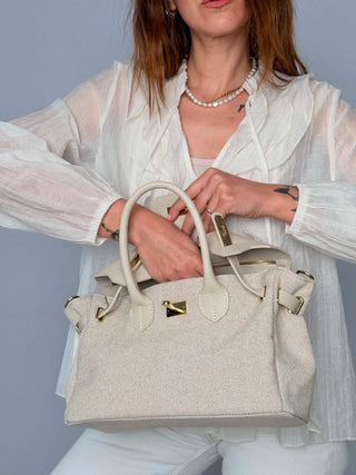 Paola canvas and leather bag