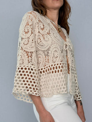Cardigan crochet con lacci - Susy Mix