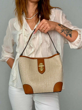 Jill raffia and leather bag