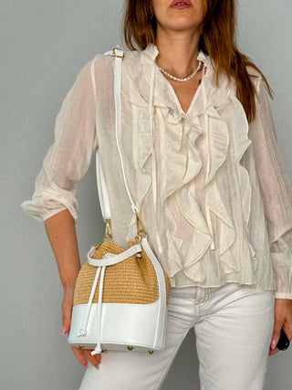 Jenny rafia and leather bag