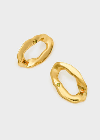 ORECCHINI OVALI A LOBO ACC. INOS ORO 18K