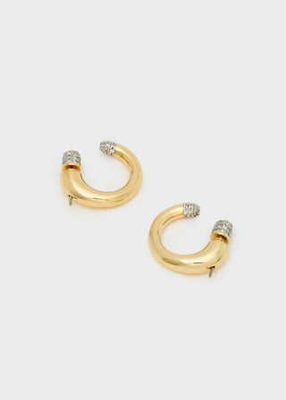 ORECCHINI PIN A CERCHIO CON ZIRCONI ORO