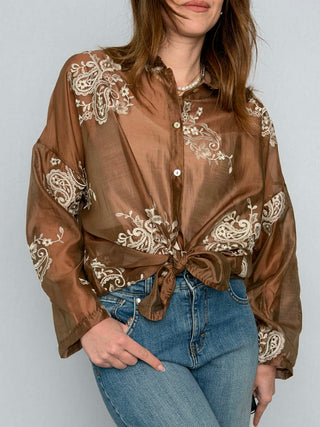 Camicia ricamo Susy Mix Tabacco