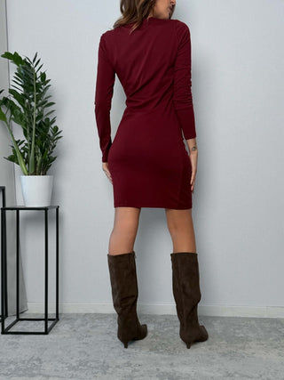 Abito corto con nodo Bordeaux - HaveOne