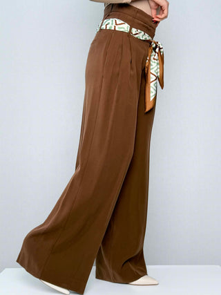 Pantalone vita alta doppio passante foulard - Kontatto