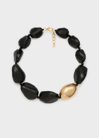 COLLANA UDON CON SFERE IN RESINA NERA