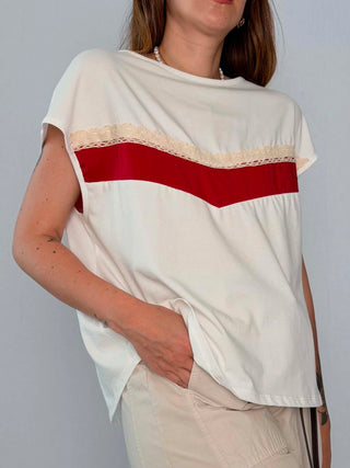 T-Shirt 56363 bianco rosso