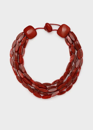 COLLANA AGATA MULTIFILO IN RESINA ROSSO