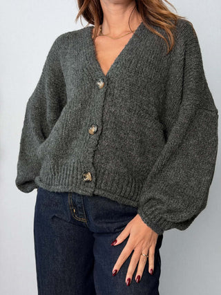 Cardigan 3 bottoni Antracite - HaveOne