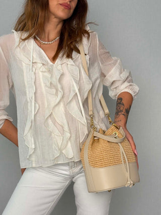 Jenny raffia and leather bag