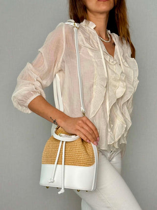Jenny rafia and leather bag