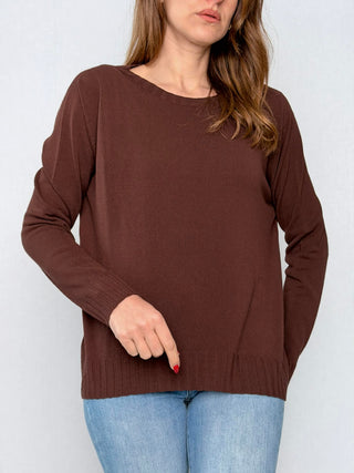 Crew-neck top with slit back - Kontatto
