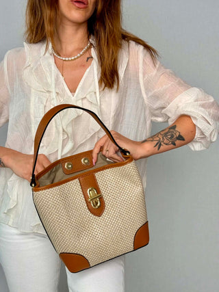 Jill raffia and leather bag