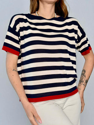 Striped boat neck top - Susy Mix