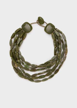 COLLANA AGATA MULTIFILO IN RESINA VERDE