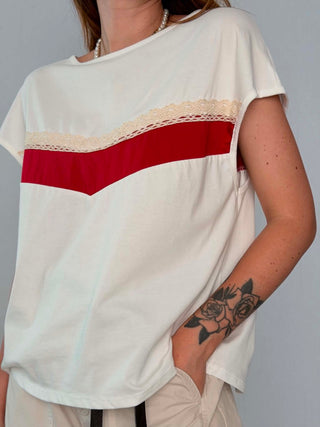 T-Shirt 56363 bianco rosso