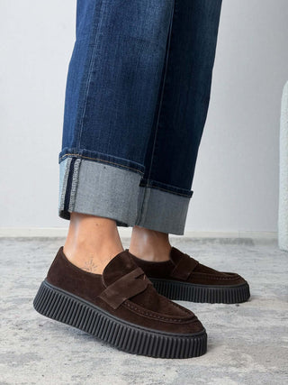 Mocassino platform camoscio cacao - Frau