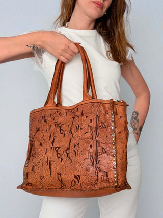 Borsa pelle laserata Primula