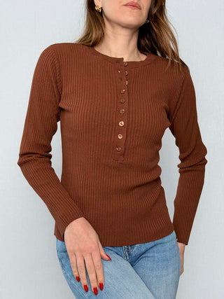 Crew neck Henley top - Kontatto