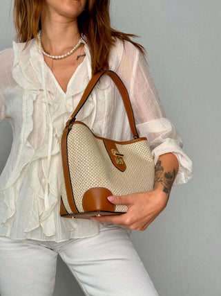 Jill raffia and leather bag