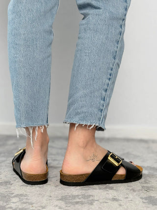 Black nappa slipper - Frau