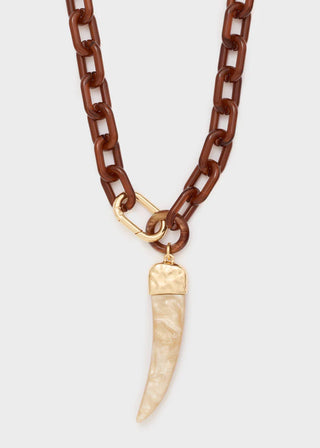 RINGED NECKLACE WITH HORN PENDANT
