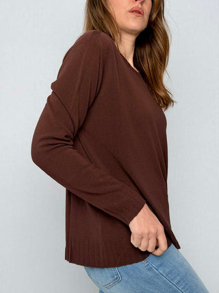 Crew-neck top with slit back - Kontatto