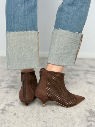 Dark brown suede ankle boot - Divine Follie