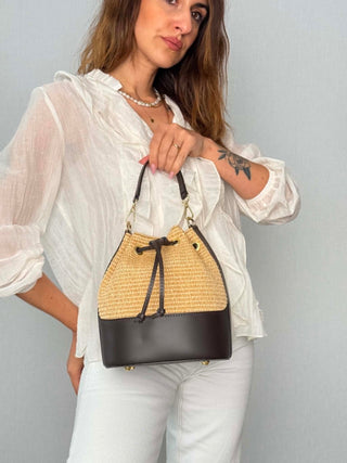 Jenny raffia and leather bag