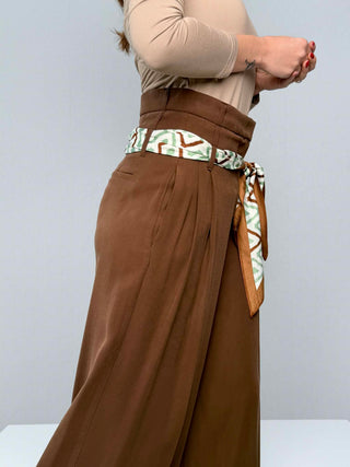 Pantalone vita alta doppio passante foulard - Kontatto