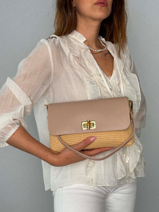 Janet raffia and leather bag