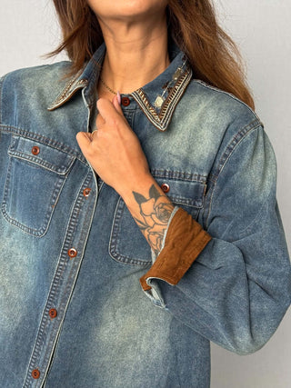 Camicia denim ricami