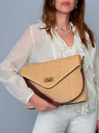 Borsa rafia e pelle Patrizia