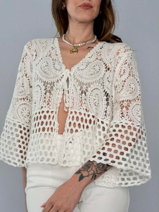 Crochet cardigan with laces - Susy Mix