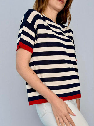 Striped boat neck top - Susy Mix