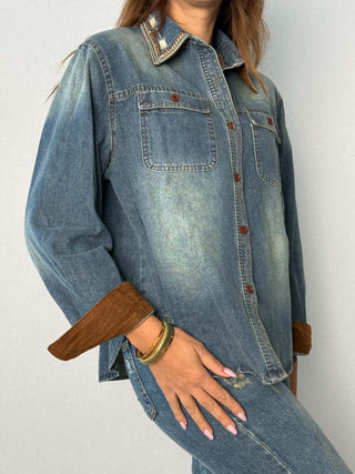 Camicia denim ricami