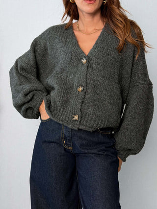 Cardigan 3 bottoni Antracite - HaveOne