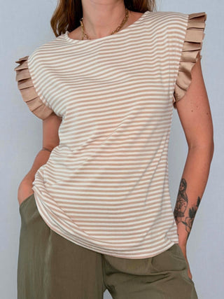 T-Shirt righe 21803B Beige