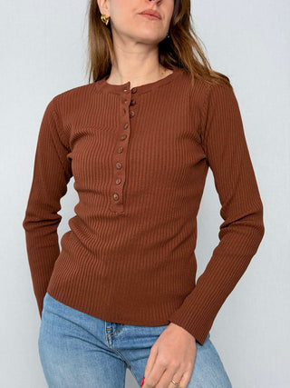 Crew neck Henley top - Kontatto