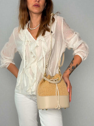 Jenny raffia and leather bag