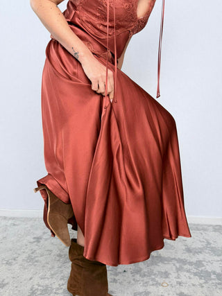 Drawstring satin skirt - Kontatto